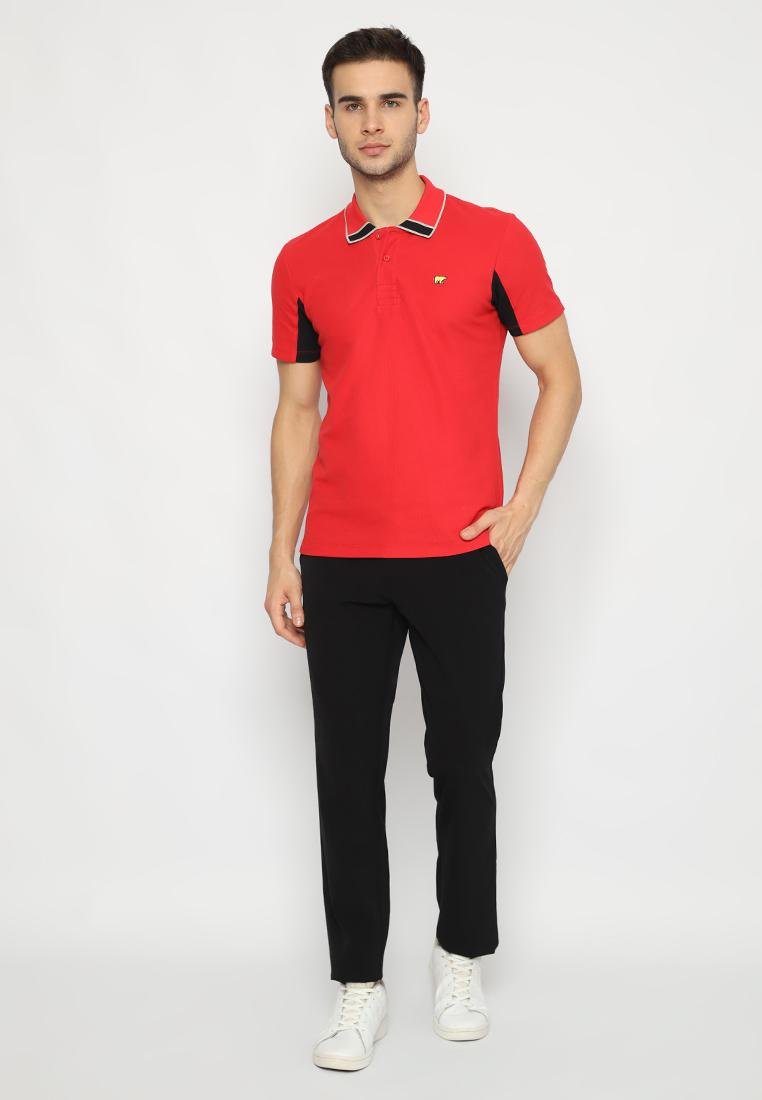 Jack Nicklaus Cooper Polo Shirt Pria Slim Chili Red - Image 4