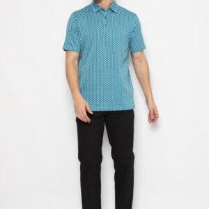 Jack Nicklaus Lecce Premium Knit Shirt Geometric Jacquar Polo Mideterranean Sea