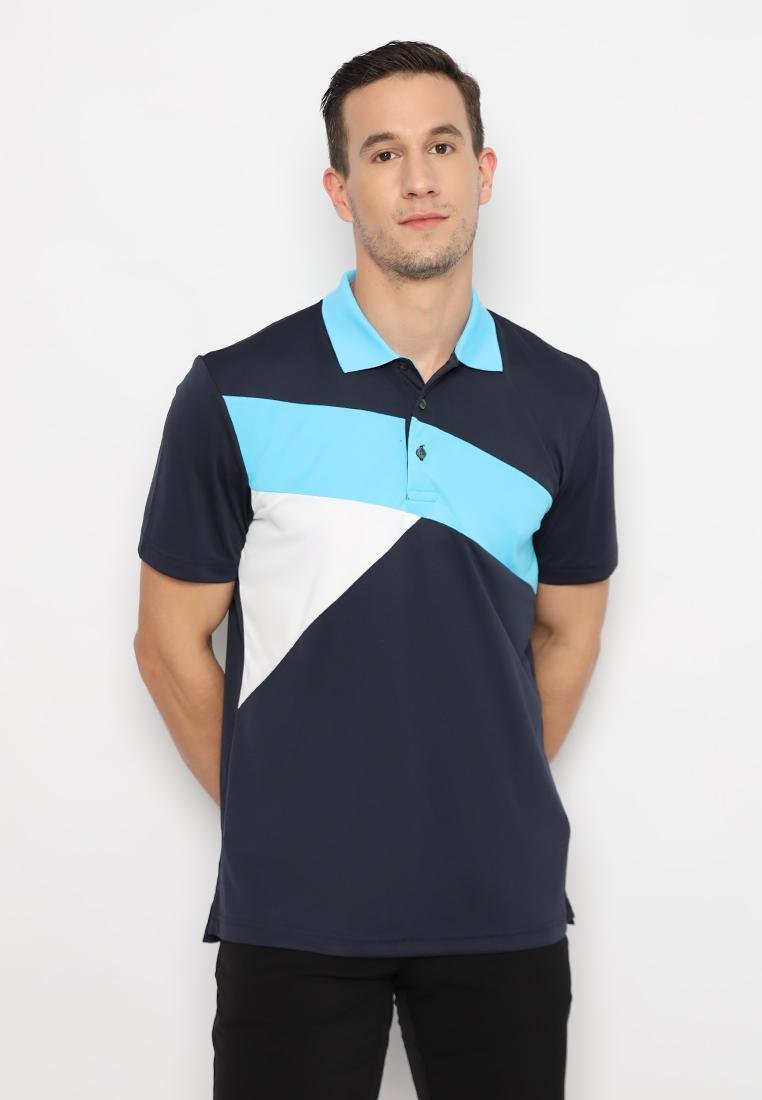 Jack Nicklaus Bergamo Premium Knit Shirt Pieced Color Block Mediterranean Sea