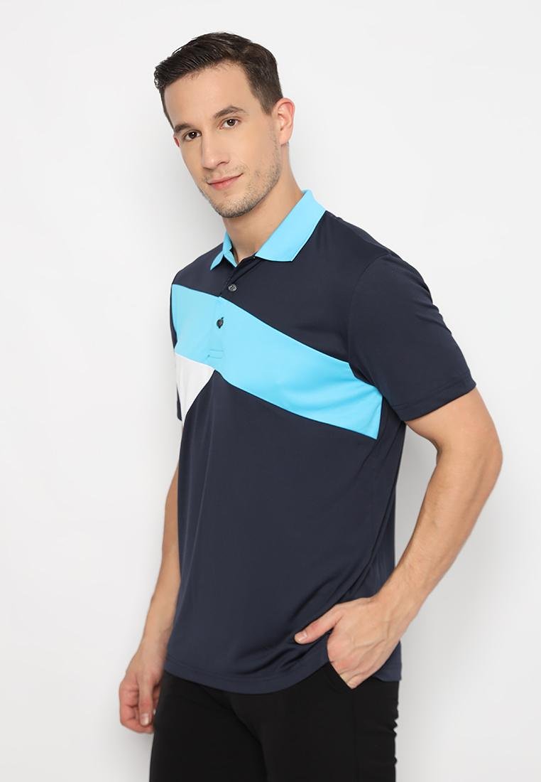 Jack Nicklaus Bergamo Premium Knit Shirt Pieced Color Block Mediterranean Sea - Image 2