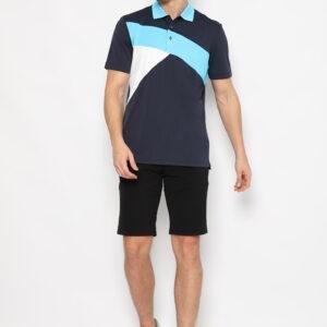 Jack Nicklaus Bergamo Premium Knit Shirt Pieced Color Block Mediterranean Sea