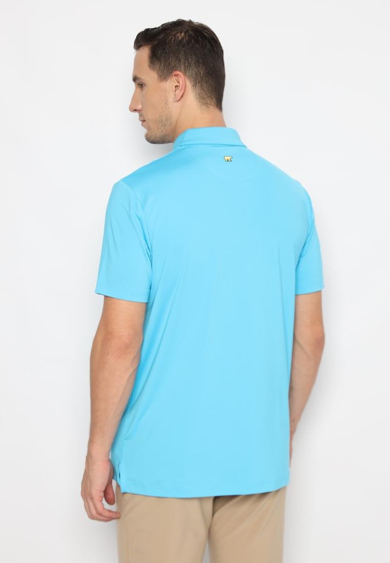 Jack Nicklaus Foggia Premium Knit Shirt Ombre Geometric Chest Stripe Polo Mediterranean Sea - Image 3