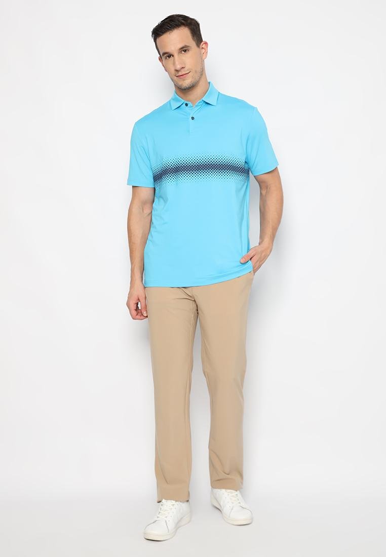 Jack Nicklaus Foggia Premium Knit Shirt Ombre Geometric Chest Stripe Polo Mediterranean Sea - Image 4