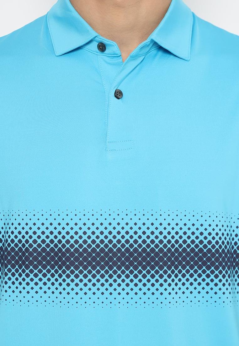 Jack Nicklaus Foggia Premium Knit Shirt Ombre Geometric Chest Stripe Polo Mediterranean Sea - Image 5