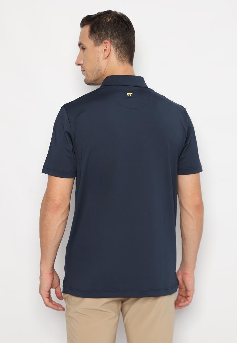 Jack Nicklaus Foggia Premium Knit Shirt Ombre Geometric Chest Stripe Polo Classic Navy - Image 3