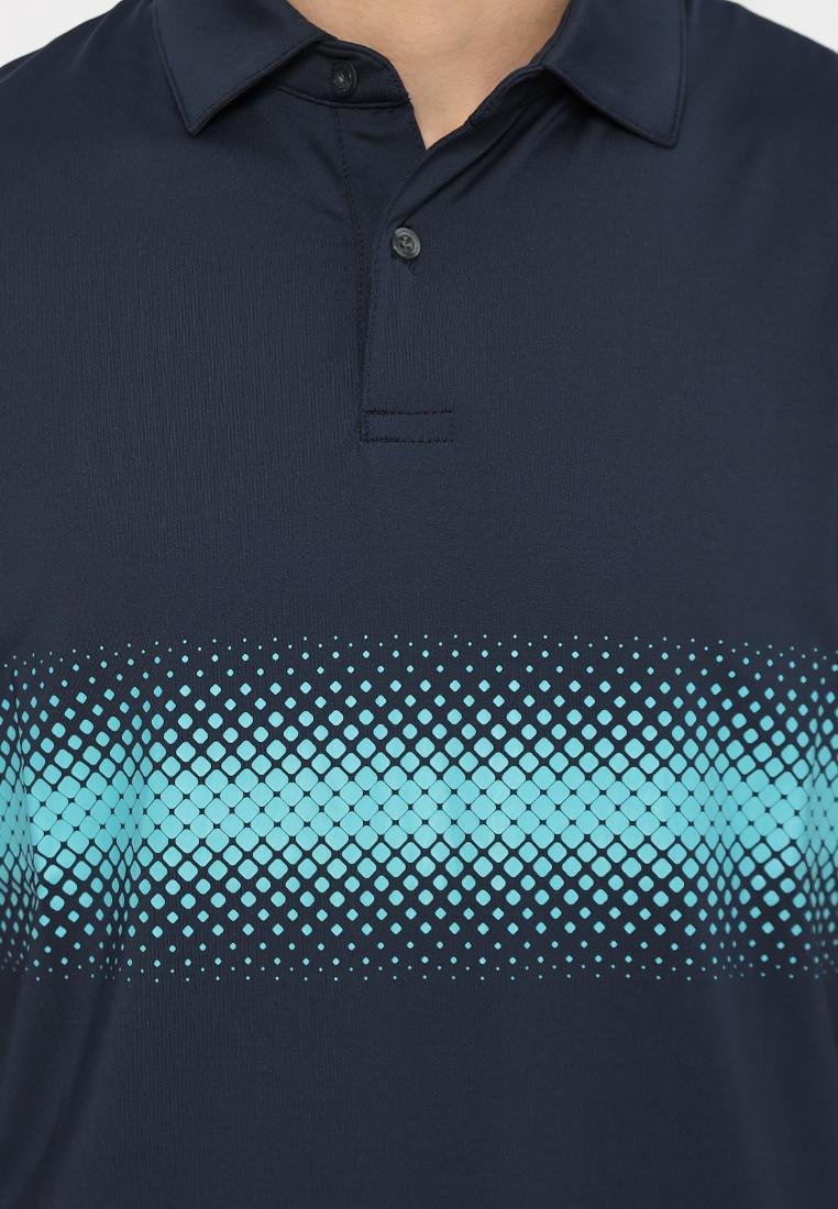 Jack Nicklaus Foggia Premium Knit Shirt Ombre Geometric Chest Stripe Polo Classic Navy - Image 5