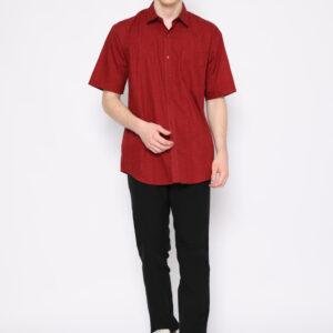 Jobb Elono Kemeja Pria Lengan Pendek Regular Fit Maroon
