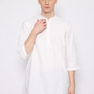 Jobb Daniyal Baju Koko Pria Kurta Lengan Pendek Regular Fit Putih