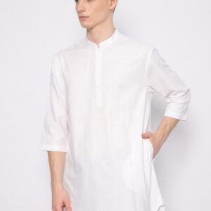 Jobb Daniyal Baju Koko Pria Kurta Lengan Pendek Regular Fit Putih