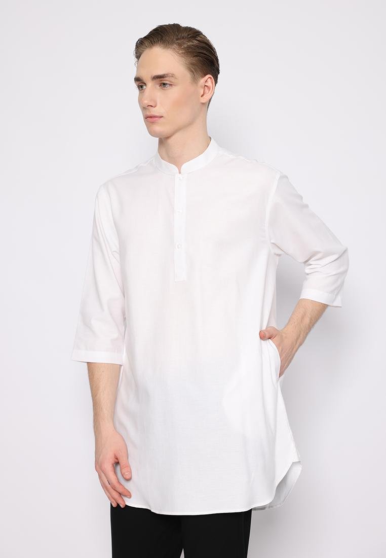 Jobb Daniyal Baju Koko Pria Kurta Lengan Pendek Regular Fit Putih - Image 2