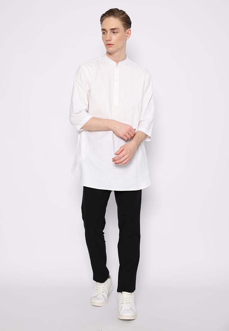 Jobb Daniyal Baju Koko Pria Kurta Lengan Pendek Regular Fit Putih - Image 4