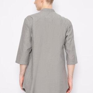 Jobb Daniyal Baju Koko Pria Kurta Lengan Pendek Regular Fit Abu-Abu