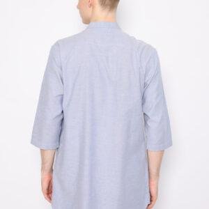 Jobb Daniyal Baju Koko Pria Kurta Lengan Pendek Regular Fit Biru