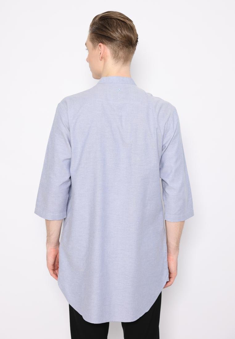 Jobb Daniyal Baju Koko Pria Kurta Lengan Pendek Regular Fit Biru - Image 3