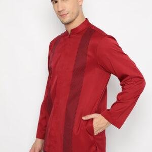 Jobb Aljazair Koko Pria Lengan Panjang Regular Fit Maroon