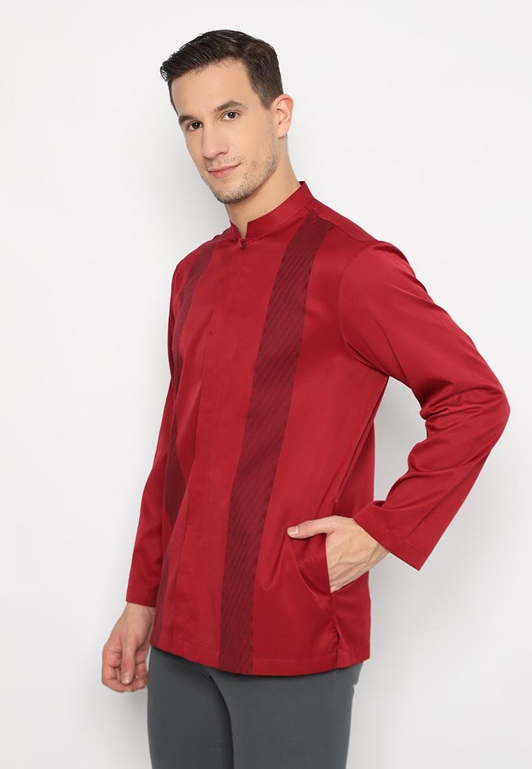 Jobb Aljazair Koko Pria Lengan Panjang Regular Fit Maroon - Image 2
